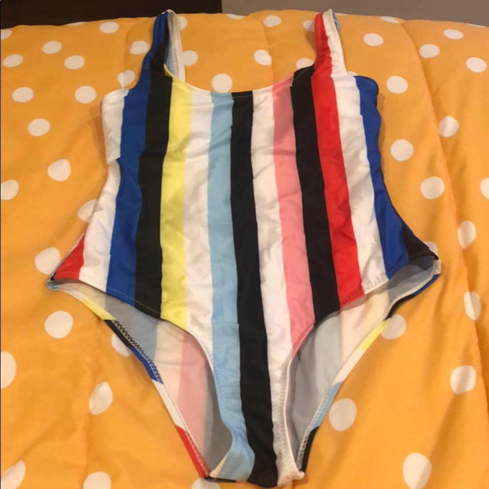 COLORFUL STRIPED PRINTED ONE PIECE BATHING SUIT
